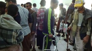 جرحى ابناء مديرية أزال بمحافظة صنعاء ينفذون زيارة لزملائهم الجرحى من الساحل الغربي بمحافظة الحديدة